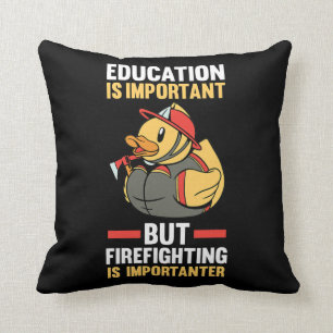 Rubber Duck Fireman Firefighter Throw Pillow