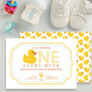 Rubber Duck First Birthday Invitation   Cute Yello