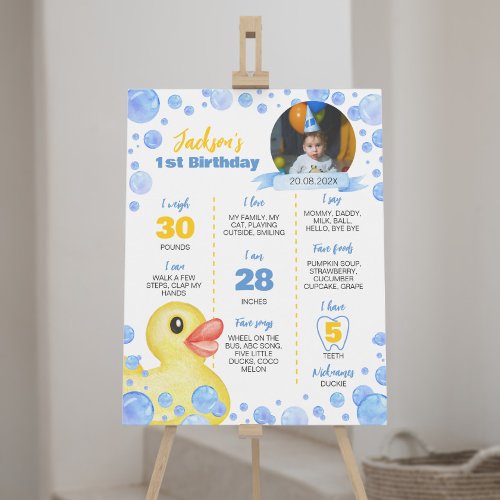 Rubber Duck First Birthday Milestone Sign