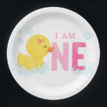 Rubber Duck First Birthday Paper Plates<br><div class="desc">Rubber Duck First Birthday decor paper plates</div>