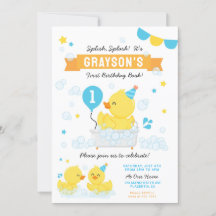 Rubber Duck First birthday Party Blue Yellow