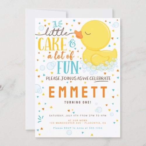 Rubber Duck First birthday Party Blue Yellow Invitation