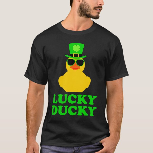 Rubber Duck Four Leaf C Leprechaun Hat St Patrick' T-Shirt (Front)
