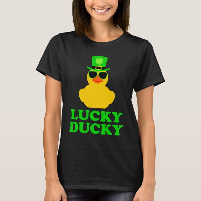 Rubber Duck Four Leaf C Leprechaun Hat St Patrick' T-Shirt (Front)