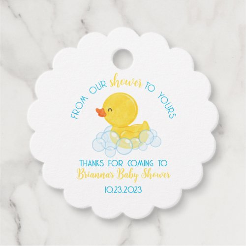 Rubber Duck From Our Shower to Yours Baby Shower Favor Tags