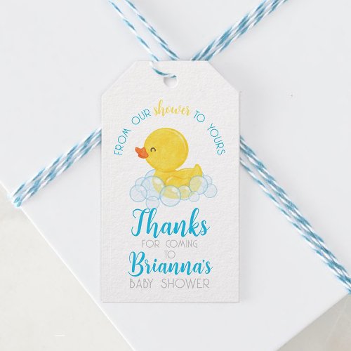 Rubber Duck From Our Shower to Yours Baby Shower Gift Tags