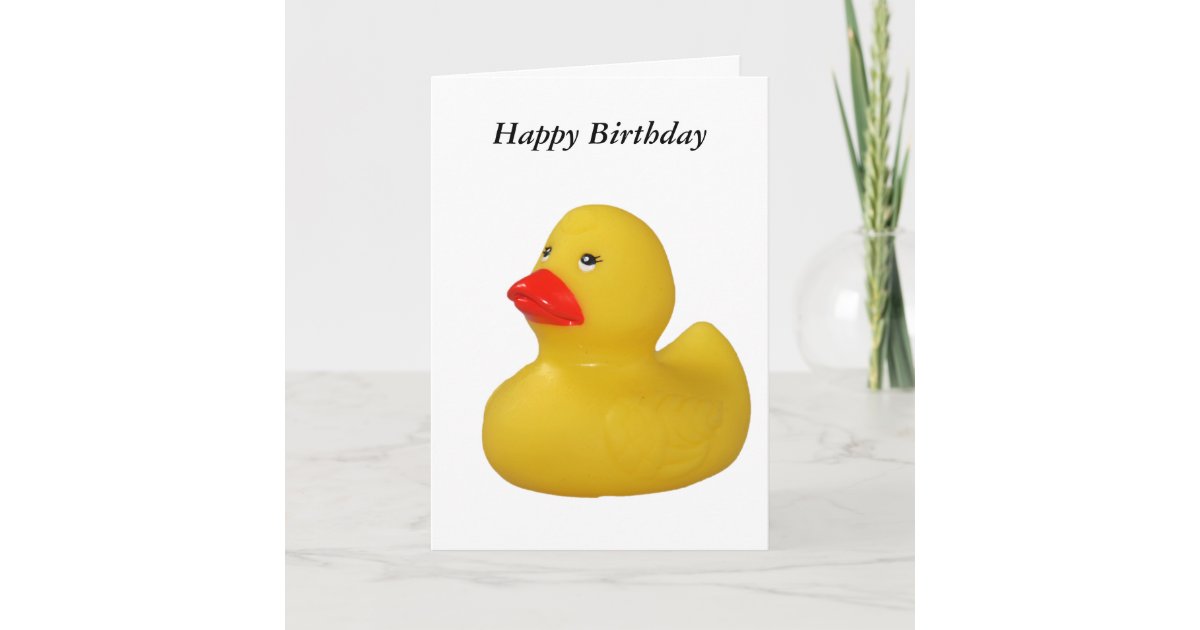 Rubber duck fun cute yellow happy birthday card | Zazzle