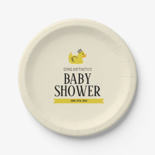 Rubber Duck Gender Neutral Couples Baby Shower Paper Plates