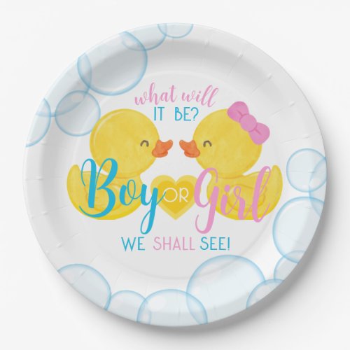 Rubber Duck Gender Neutral or Reveal Party  Paper Plates