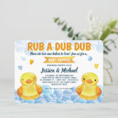Rubber Duck Gender Neutral Twins Baby Shower Invitation (Standing Front)