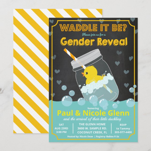 Rubber Duck Gender Reveal Party Invitation (Front/Back)