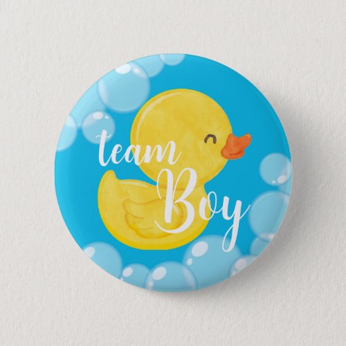 Rubber Duck Gender Reveal Team Boy Button