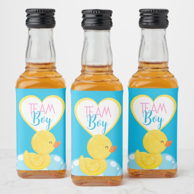 Rubber Duck Gender Reveal Team Boy Favor Liquor Bottle Label (Bottles)