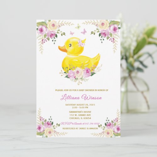 RUBBER DUCK GIRL Baby Shower  Invitation