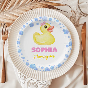 Rubber Duck Girl Birthday Baby Shower Paper Plates