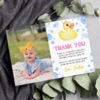 Rubber Duck Girl Birthday Photo Thank You Card