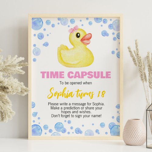 Rubber Duck Girl Birthday Time Capsule Sign
