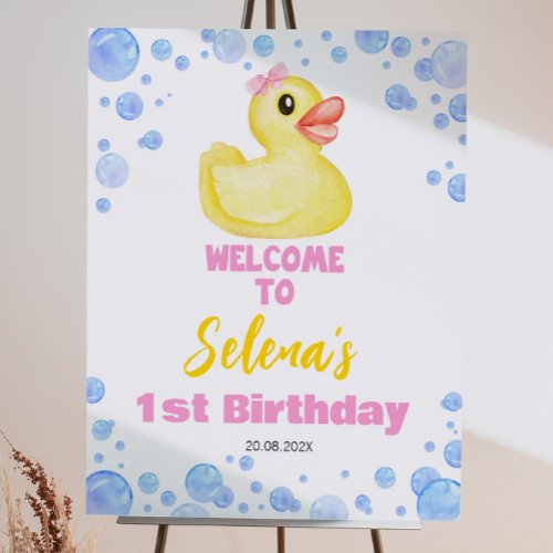 Rubber Duck Girl Birthday Welcome Sign
