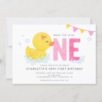 Rubber Duck Girl First birthday Party Pink Yellow