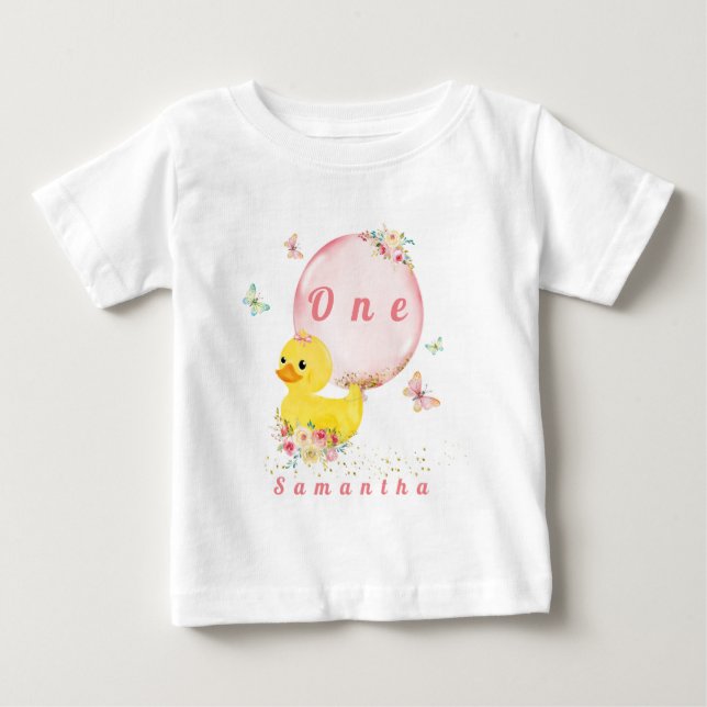 RUBBER DUCK Girl First  Birthday T-Shirt Baby (Front)