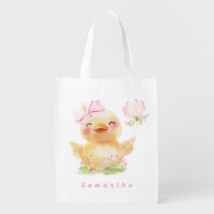 RUBBER DUCK Girl First Birthday T-Shirt Baby Grocery Bag