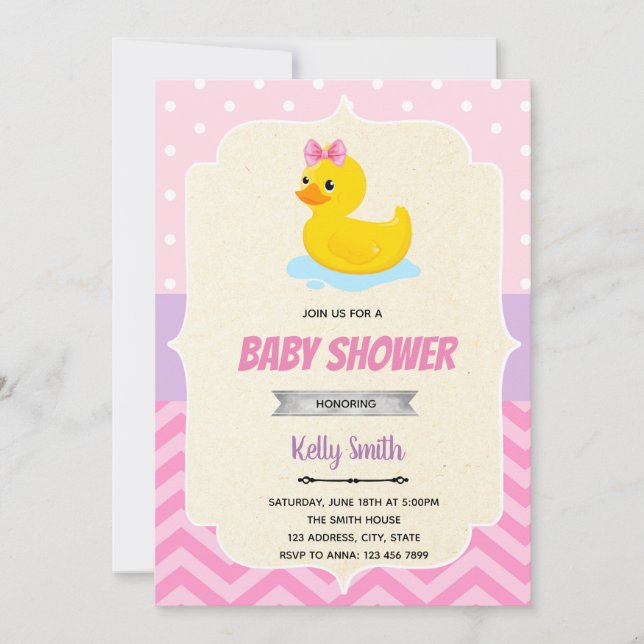 Rubber duck girl shower invitation (Front)