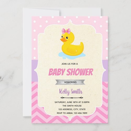 Rubber duck girl shower invitation