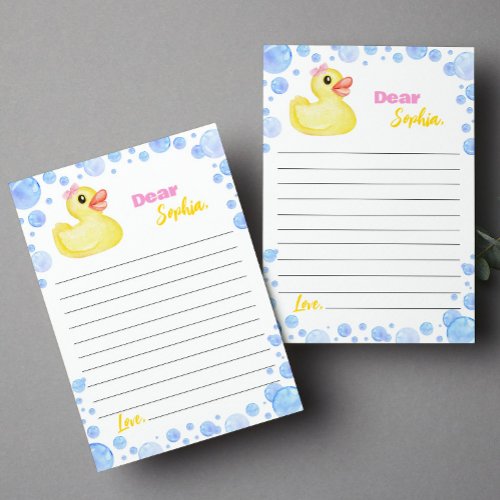 Rubber Duck Girl Time Capsule Note Message Card
