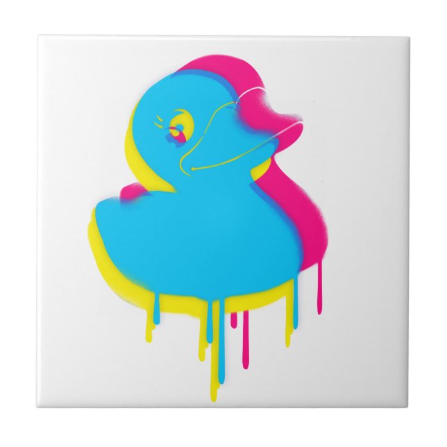 Rubber Duck Graffiti Pop Art Rubber Ducky Tile (Front)