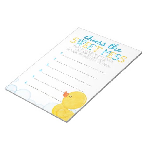 Rubber Duck Guess The Sweet Mess Game Answer Notepad