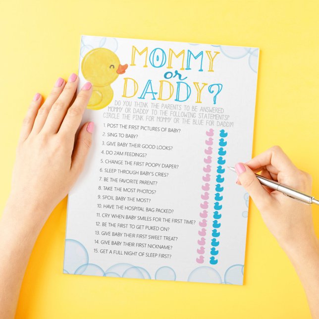 Rubber Duck Guess Who Baby Shower Game Pack Notepad (Guess Who Mom or Dad Watercolor Rubber Duck Baby Shower Game Pack of 40 Answer Sheets)