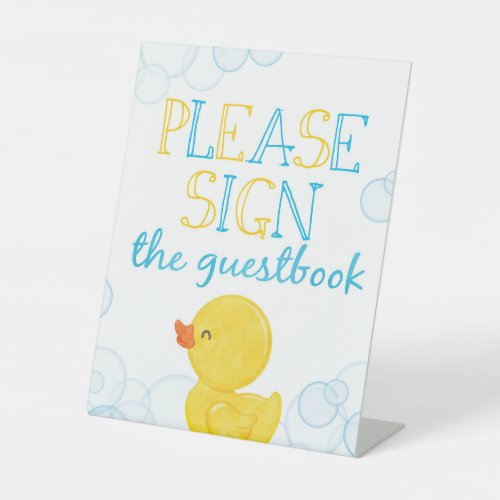 Rubber Duck Guestbook Birthday or Baby Shower Pedestal Sign