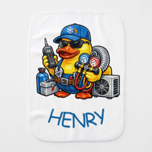 Rubber Duck HVAC Technician Baby Burp Cloth
