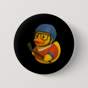 Rubber Duck Ice Hockey Player Ducky Duckie Men Wom Button