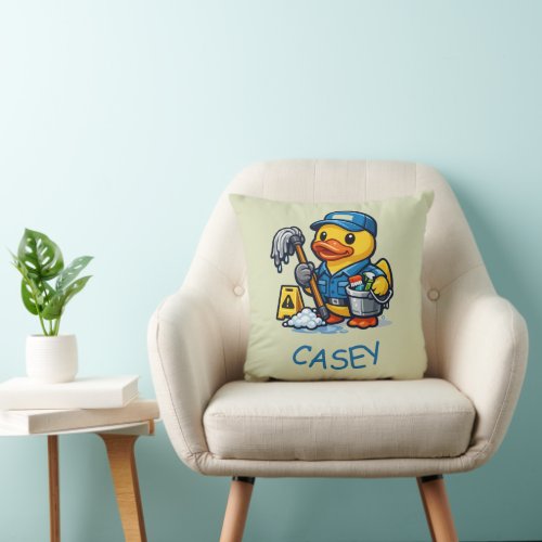 Rubber Duck Janitor Throw Pillow