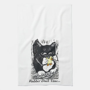 Rubber Duck & Kitten Towel