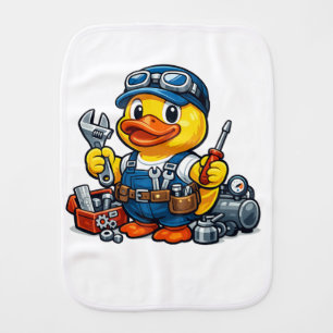 Rubber Duck Mechanic Baby Burp Cloth