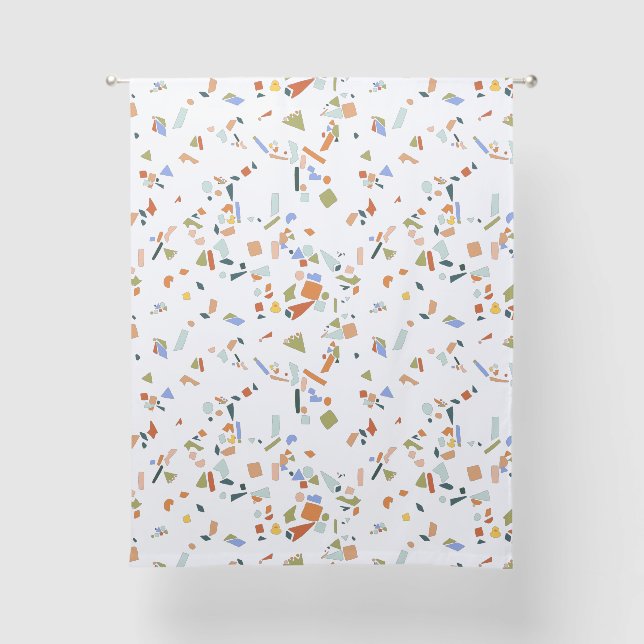 Rubber Duck Modern Terrazzo Pattern Sheer Curtains (Front)