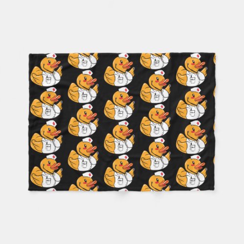 Rubber Duck Nurse Duck On Duty Medical Rubber Fleece Blanket