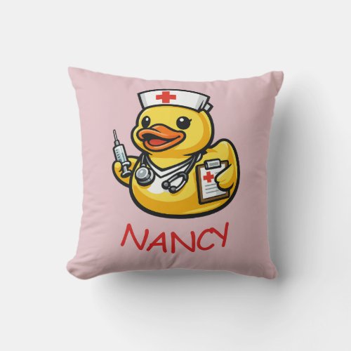 Rubber Duck Nurse Throw Pillow