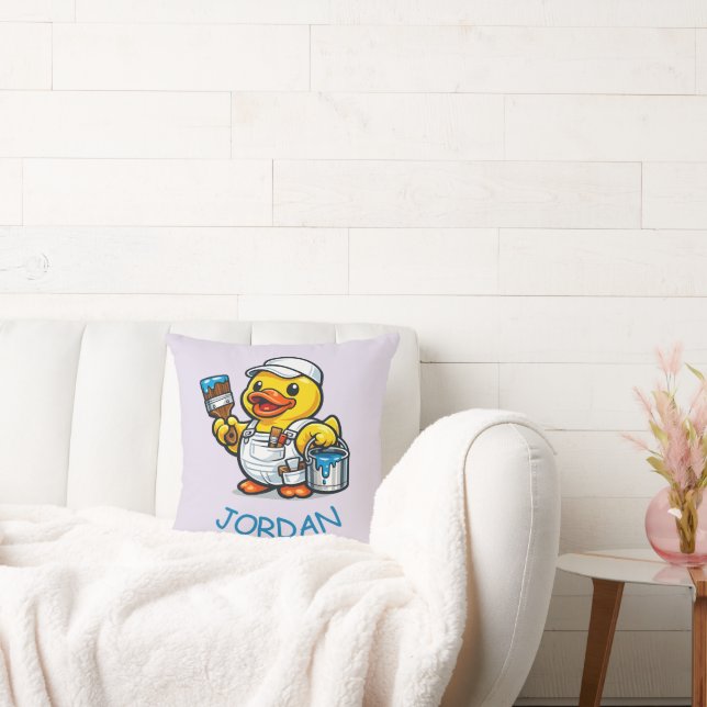 Rubber Duck Painter Throw Pillow (Couch)