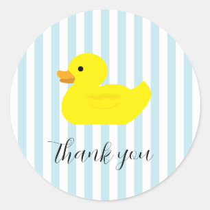 Rubber Duck Party Blue Stripe Classic Round Sticker
