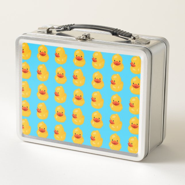 Rubber Duck Pattern Blue Print Lunch Box (Front)