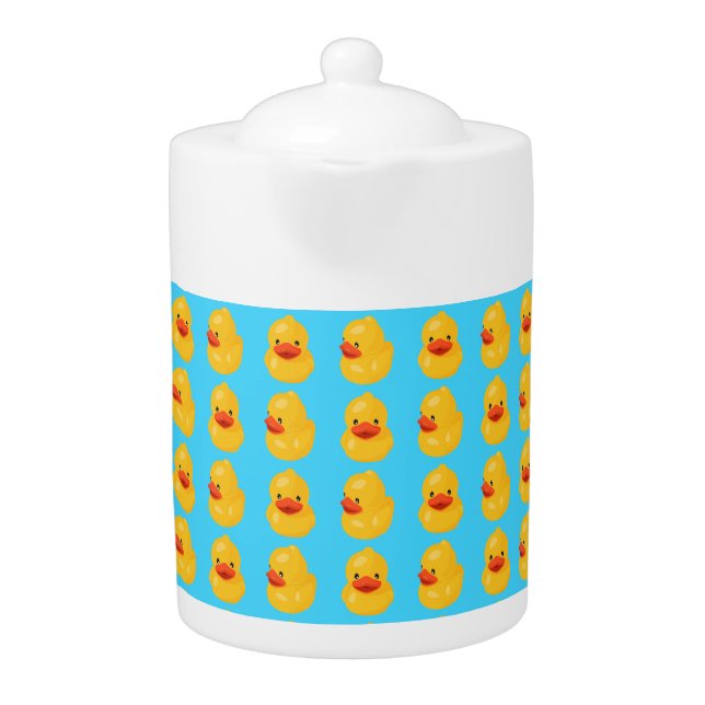 Rubber Duck Pattern Blue Print Teapot (Front)