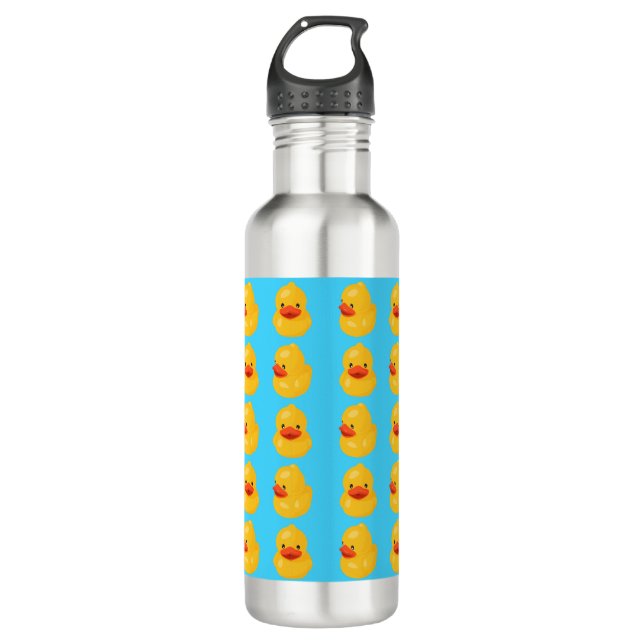 Rubber Duck Pattern Blue Print Water Bottle (Front)