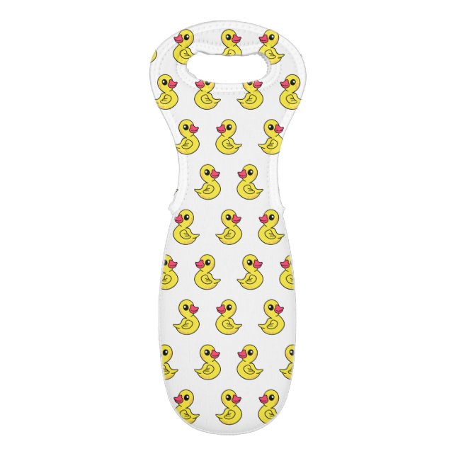 Rubber Duck Pattern Blue Print Wine Tote Cover (Front Flat)