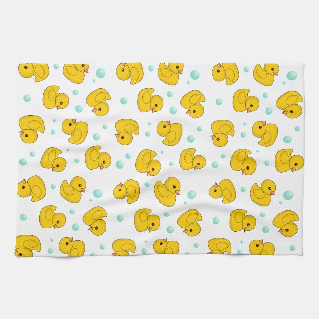 Rubber Duck Pattern Kitchen Towel (Horizontal)