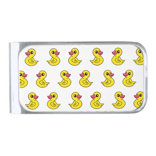 Rubber Duck Pattern Print  Silver Finish Money Clip