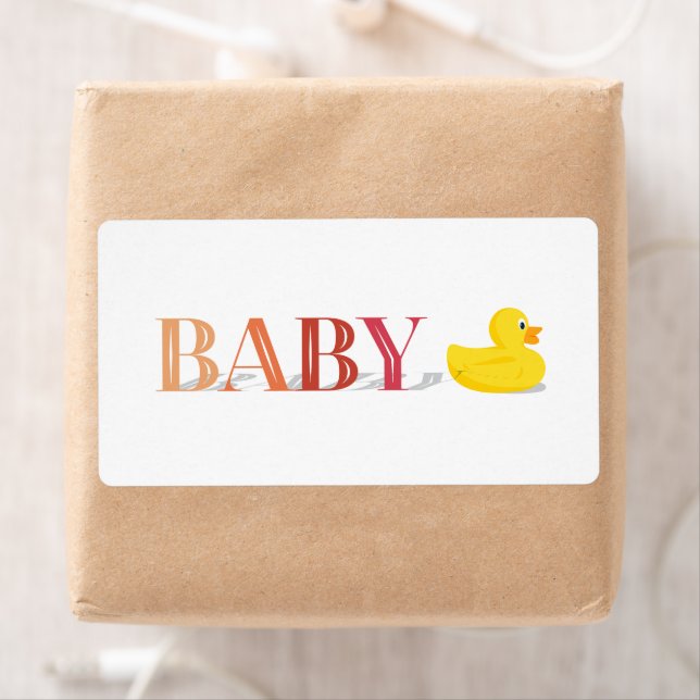 Rubber Duck Peach Pink Baby Label (Insitu)