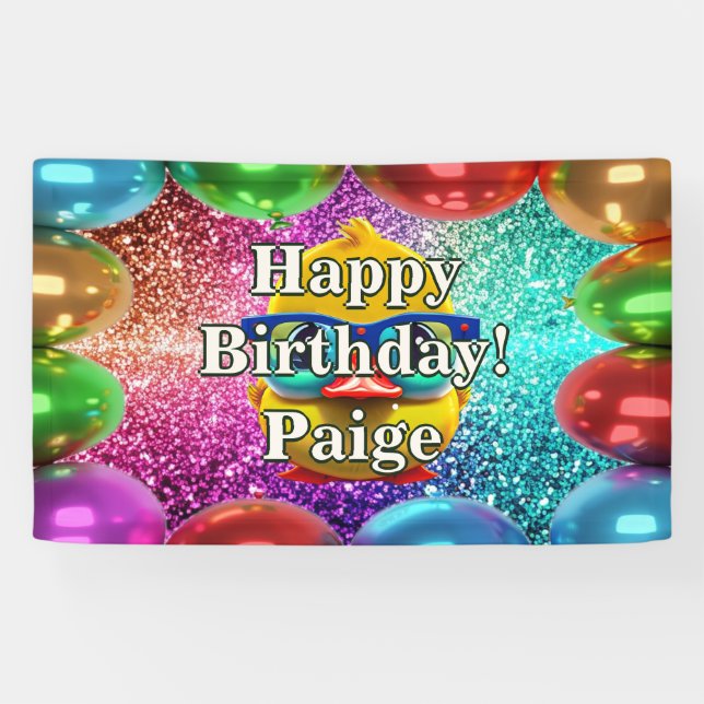 Rubber Duck Personalized character birthday banner (Horizontal)